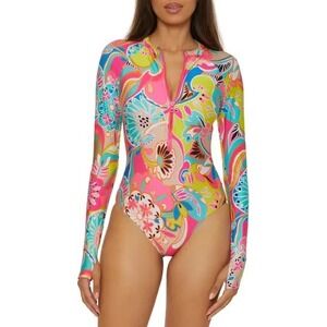 Trina Turk Long Sleeve Zip-Up Paddle Suit Size Medium‎